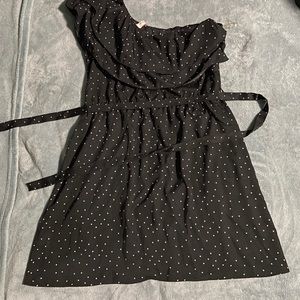 One shoulder star design belted dress